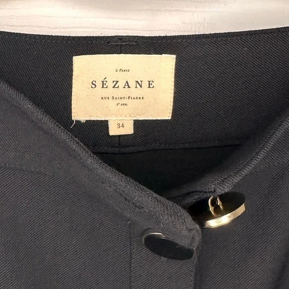 Sezane Charcoal Button-Front Mini Skirt - Picture 4 of 9